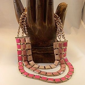 20"  Pink Ombre Effect Enamel Link Necklace GT--55